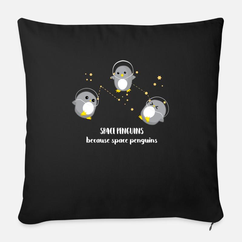 Pinguin - Weltall - Geschenk - Süß - Pinguine - Sofakissen mit Füllung 45 x 45 cm - Schwarz