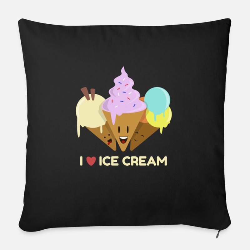 Ich liebe Eis - Sofakissen mit Füllung 45 x 45 cm - Schwarz