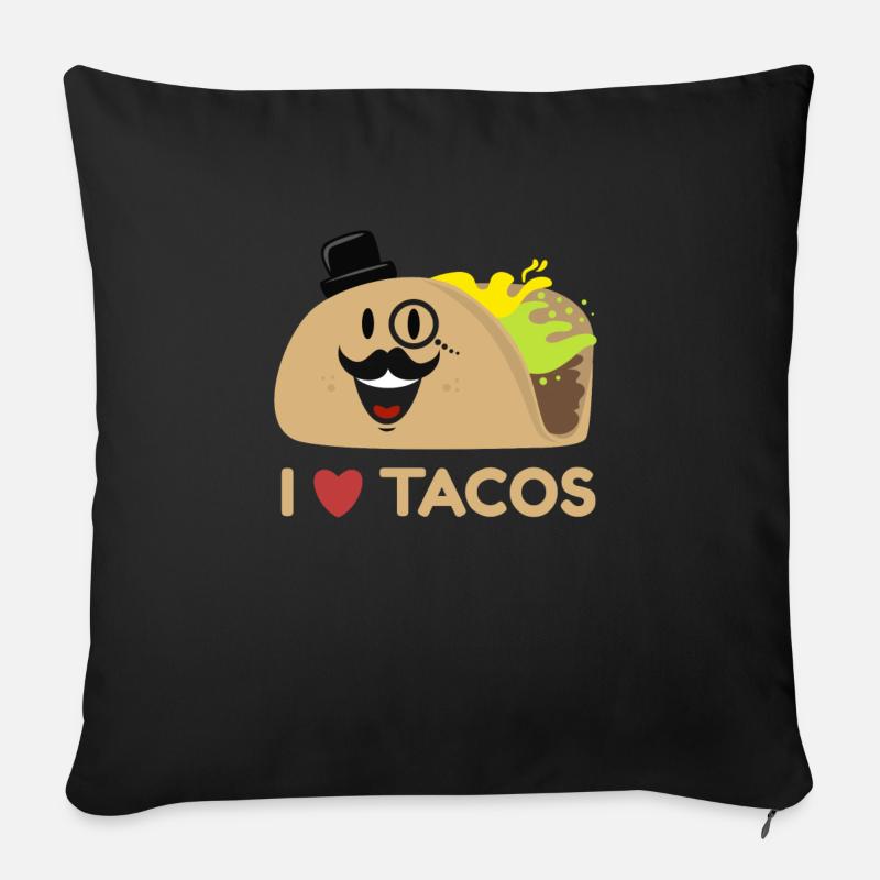 J'aime les tacos - Coussin et housse de 45 x 45 cm - noir