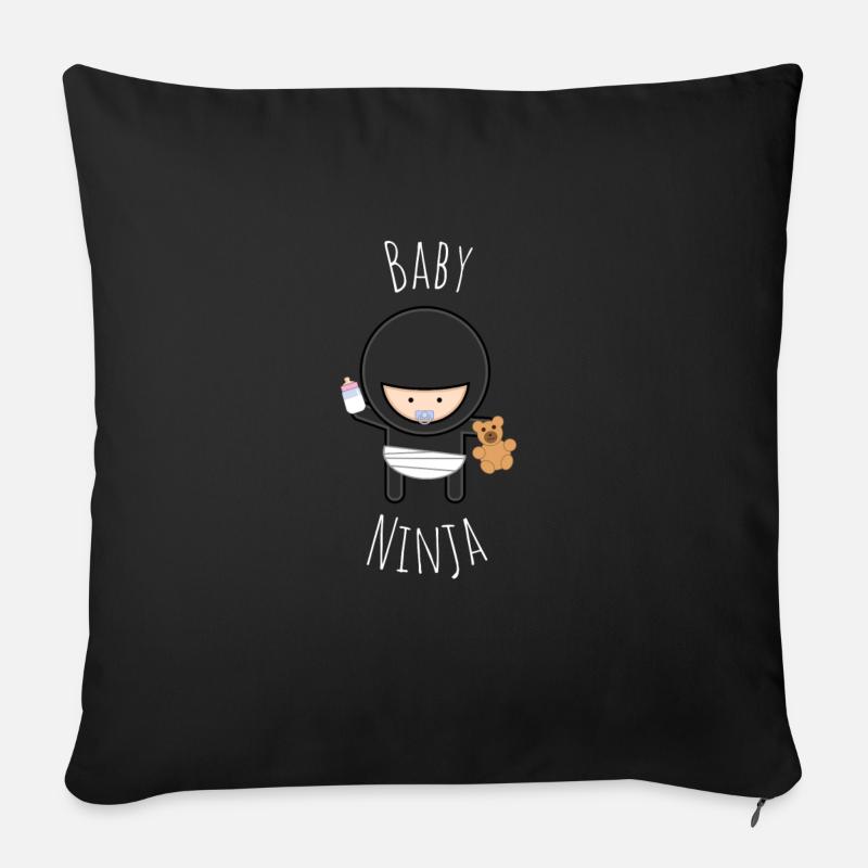 Ninja Conception drôle de bébé - Coussin et housse de 45 x 45 cm - noir