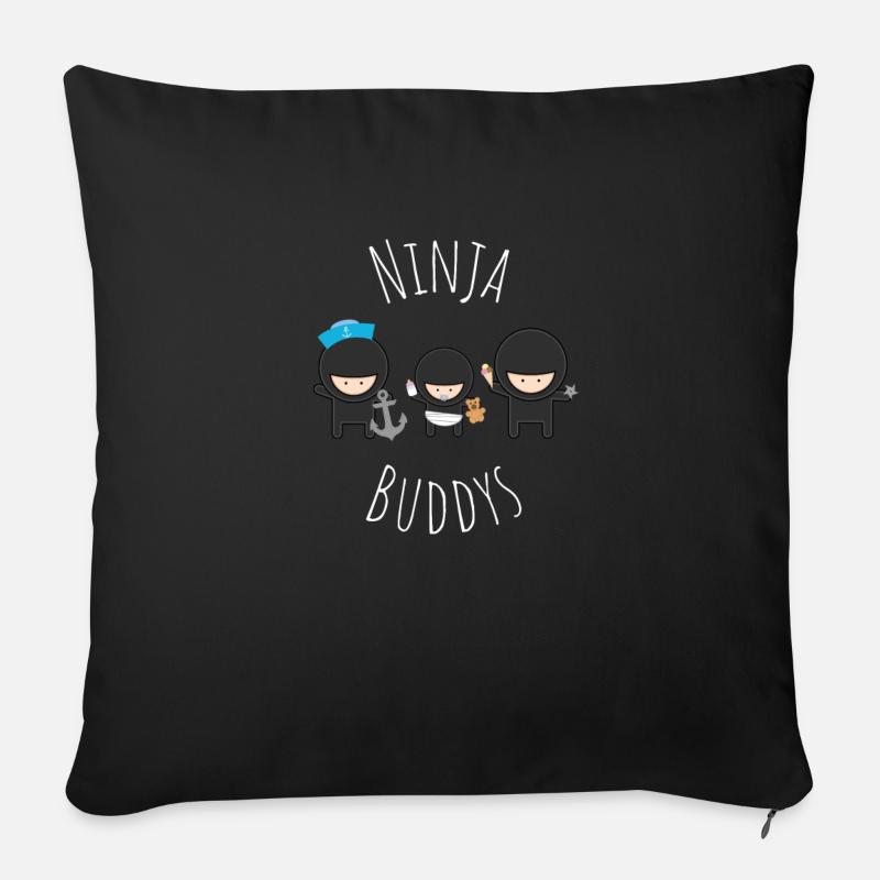 Ninja Buddys Funny Design - Sofakissen mit Füllung 45 x 45 cm - Schwarz