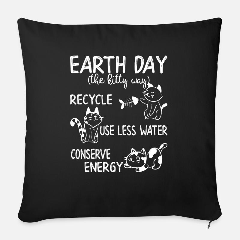 Jour de la Terre Kitty Way - Coussin et housse de 45 x 45 cm - noir