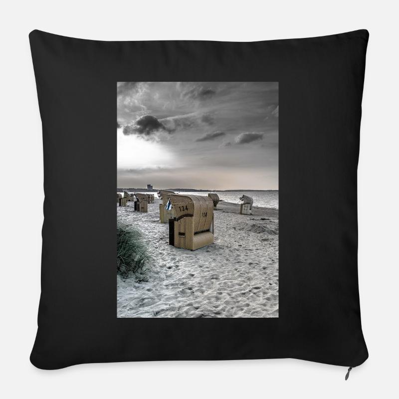 Chaises de plage au bord de la mer - Coussin et housse de 45 x 45 cm - noir