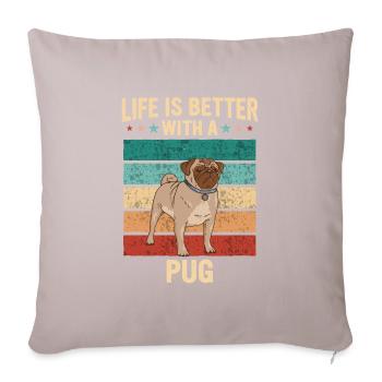 Carlin Pug Chien - Coussin et housse de 45 x 45 cm - taupe clair - Devant