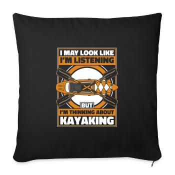 Kajak Kayak Kayaking - Coussin et housse de 45 x 45 cm - noir - Devant