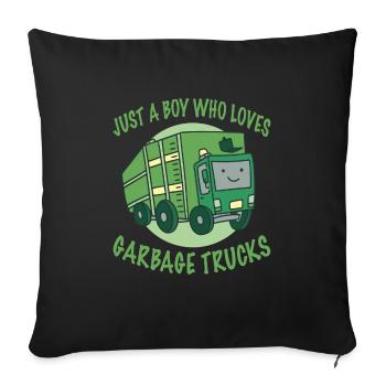 Camion à ordures Camion à ordures Garbage Man Recyclage des ordures - Coussin et housse de 45 x 45 cm - noir - Devant