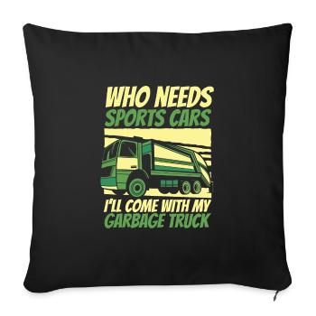 Camion à ordures Camion à ordures Garbage Man Recyclage des ordures - Coussin et housse de 45 x 45 cm - noir - Devant