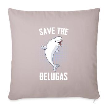 Bélugas Océan Bélugas Baleines - Coussin et housse de 45 x 45 cm - taupe clair - Devant