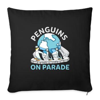 Funny Antarctic Penguins On Parade Wildlife - Sofa pillow with filling 45cm x 45cm - black - Front