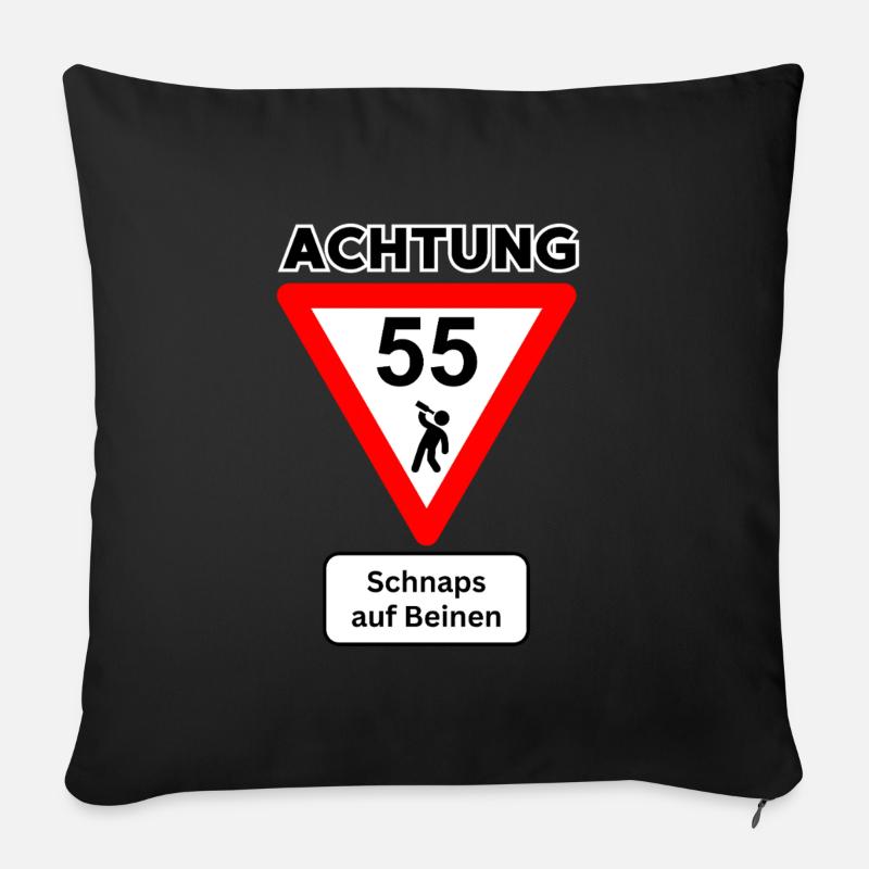 55e anniversaire - Schnaps sur pattes Schnaps Nombre - Coussin et housse de 45 x 45 cm - noir