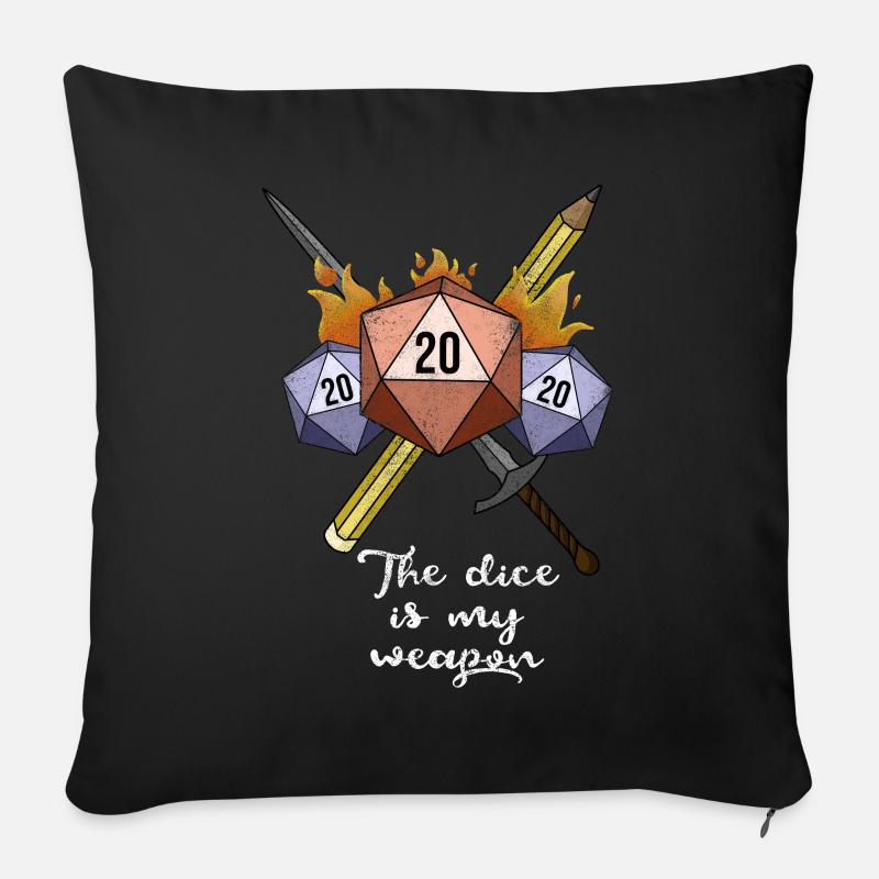 Les dés sont mon jeu de stylo et de papier d’arme - Coussin et housse de 45 x 45 cm - noir
