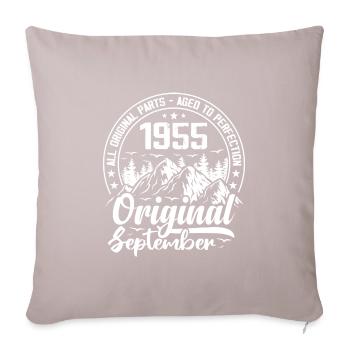 September 1955 Original:69 Jahre altes Geburtstagsgeschenk - Sofakissen mit Füllung 45 x 45 cm - helles Taupe - Vorne