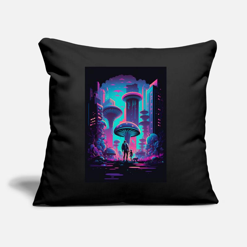 Mushroom Neon Vaporwave Nature Technocrat Hacker Techie Sofa pillow with filling 45cm x 45cm