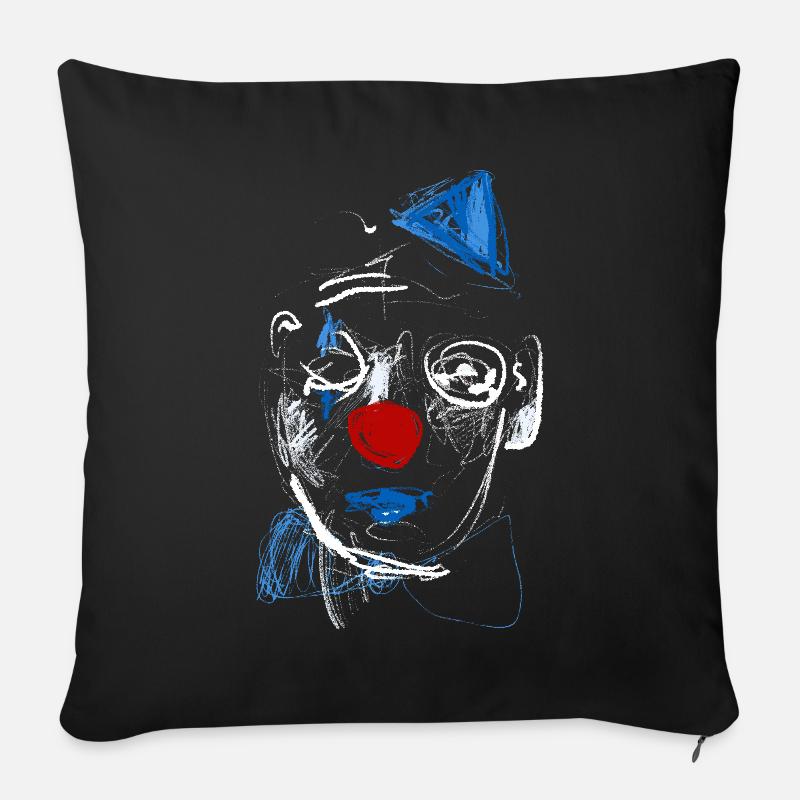 Le clown - Coussin et housse de 45 x 45 cm - noir