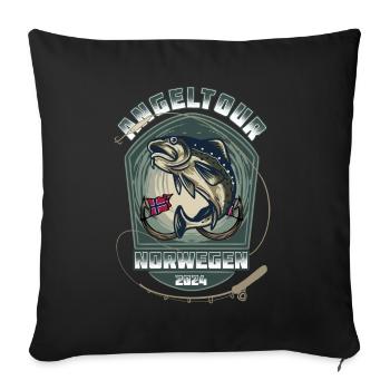 Norwegen Angeltour - 2024 - Sofakissen mit Füllung 45 x 45 cm - Schwarz - Vorne