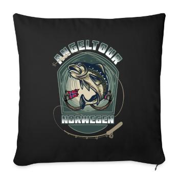 Norwegen Angeltour - Sofakissen mit Füllung 45 x 45 cm - Schwarz - Vorne