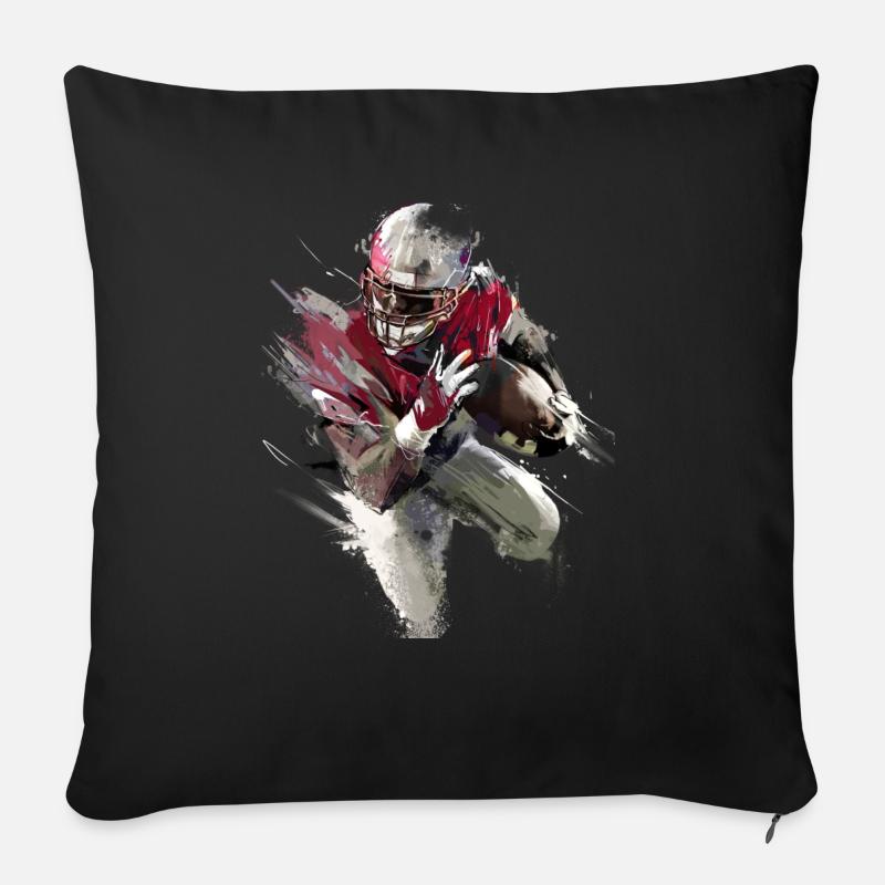Running Back - Maillot Rouge - Coussin et housse de 45 x 45 cm - noir