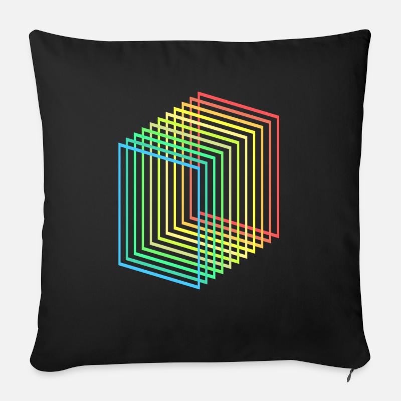 Colourful Abstraction melted rainbow - Sofa pillow with filling 45cm x 45cm - black