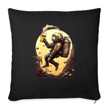 Illustration amusante du motif de bière Deep Sea Diver - Coussin et housse de 45 x 45 cm - noir - Devant