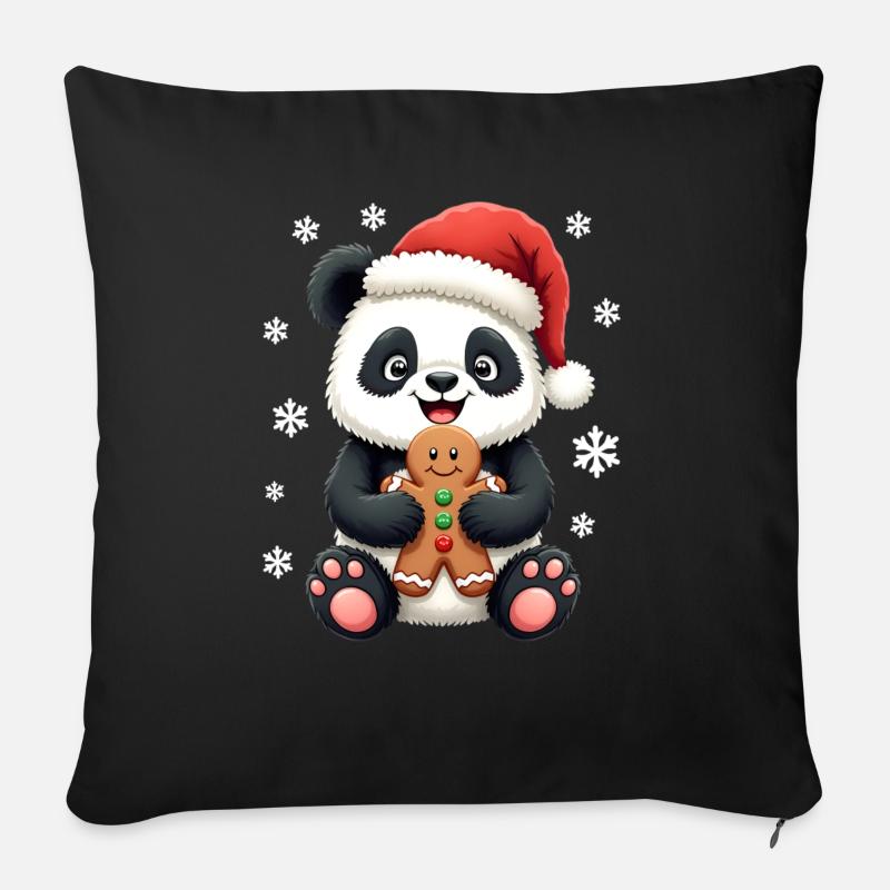 Weihnachtspanda - Sofakissen mit Füllung 45 x 45 cm - Schwarz