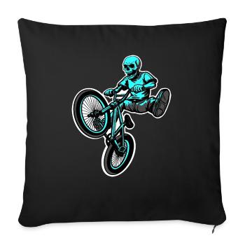 BMX Skull Rider - Tour de style urbain, bleu - Coussin et housse de 45 x 45 cm - noir - Devant