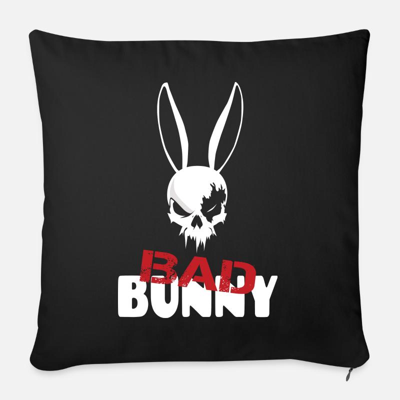 Mauvais lapin - Coussin et housse de 45 x 45 cm - noir