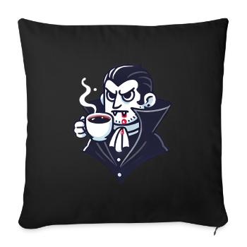 Dracula Coffee Time Cartoon Design - Coussin et housse de 45 x 45 cm - noir - Devant