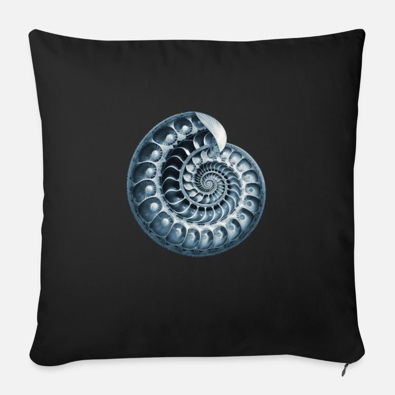 Spirale de Fibonacci, coquille, escargot, phi, symbole - Coussin et housse de 45 x 45 cm - noir