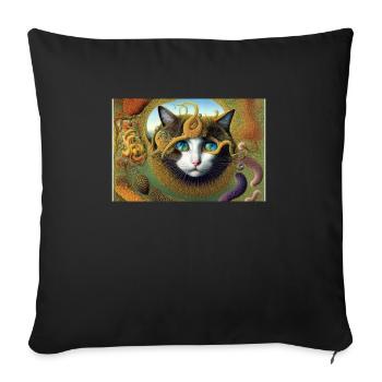 Chat mignon - Coussin et housse de 45 x 45 cm - noir - Devant