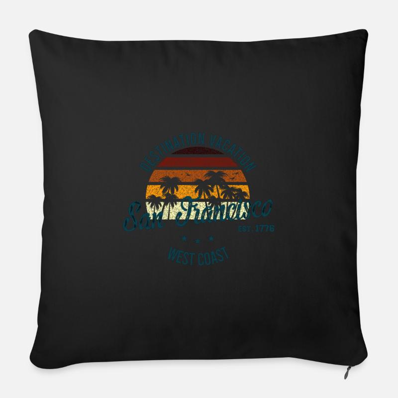 Destination de vacances San Francisco - Coussin et housse de 45 x 45 cm - noir