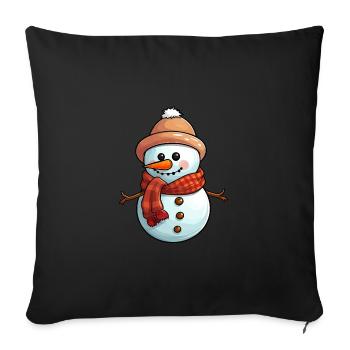 Bonhomme de neige avec chapeau et écharpe - Coussin et housse de 45 x 45 cm - noir - Devant