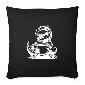 Drôle avec des dinosaures, bébé Tea-Rex avec mug - Coussin et housse de 45 x 45 cm - noir - Devant