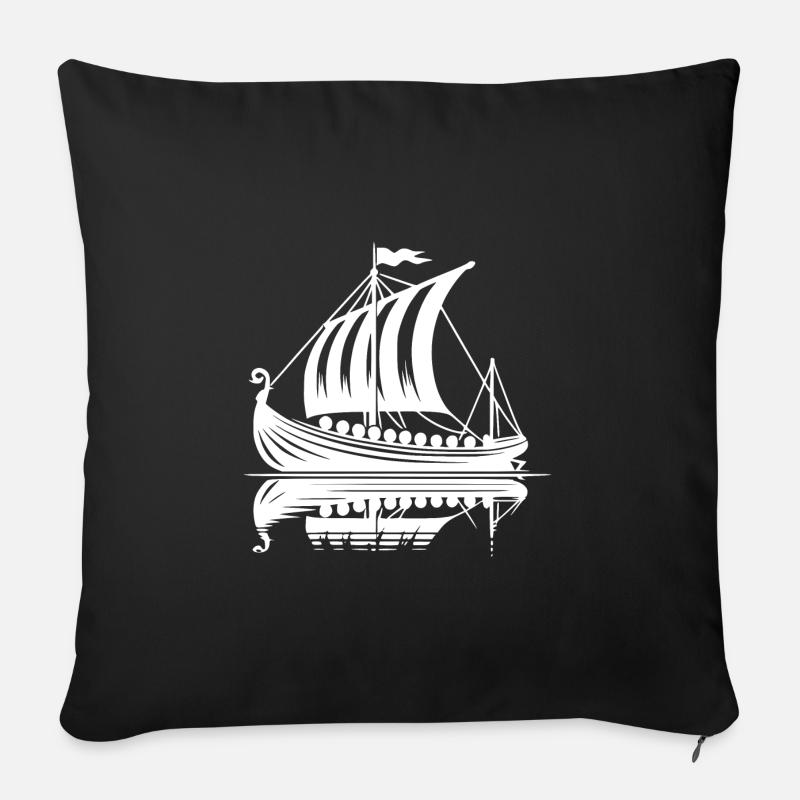 Starkes Wikinger Drachenboot mit Segel - Sofakissen mit Füllung 45 x 45 cm - Schwarz