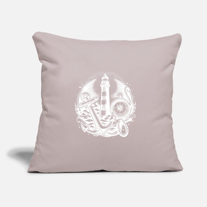 Coastal lighthouse with compass, anchor and light Sofa pillow with filling 45cm x 45cm