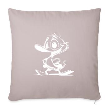 Dessin d’un bébé canard avec un énorme bec - Coussin et housse de 45 x 45 cm - taupe clair - Devant