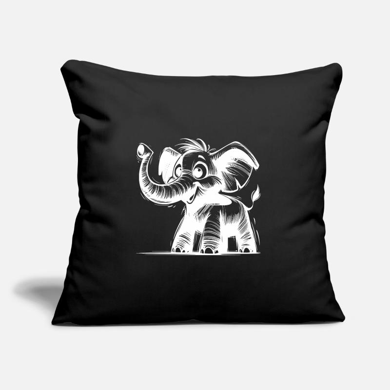 Mignon petit bébé éléphant avec une énorme trompe Coussin et housse de 45 x 45 cm