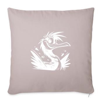 Croquis au crayon d’oiseau Cormoran aux grands yeux - Coussin et housse de 45 x 45 cm - taupe clair - Devant