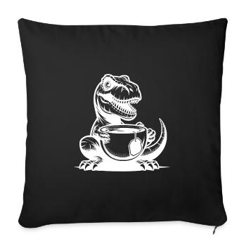 Dino de bureau très drôle tea-rex avec tasse - Coussin et housse de 45 x 45 cm - noir - Devant