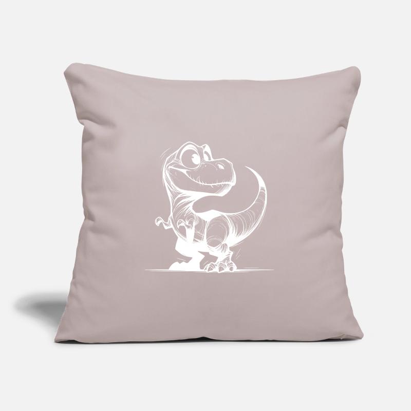 Friendly Smiling T-Rex Dino Drawing Sofa pillow with filling 45cm x 45cm