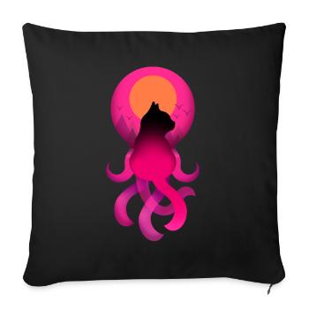 octopus cat - Sofa pillow with filling 45cm x 45cm - black - Front