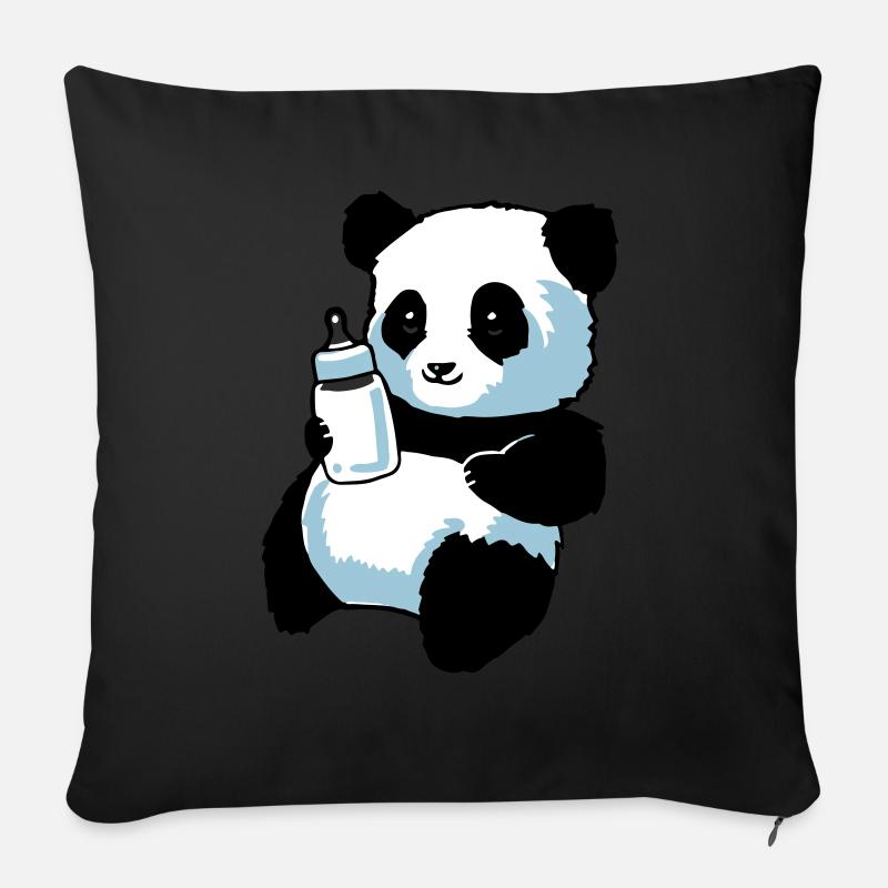 Panda Partnershirt - Baby - Sofakissen mit Füllung 45 x 45 cm - Schwarz