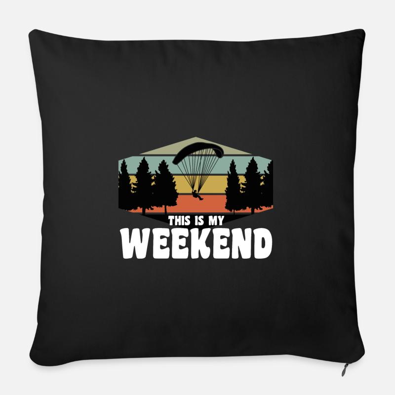 This is my Weekend Paragleiten Paragleiter Spruch - Coussin et housse de 45 x 45 cm - noir