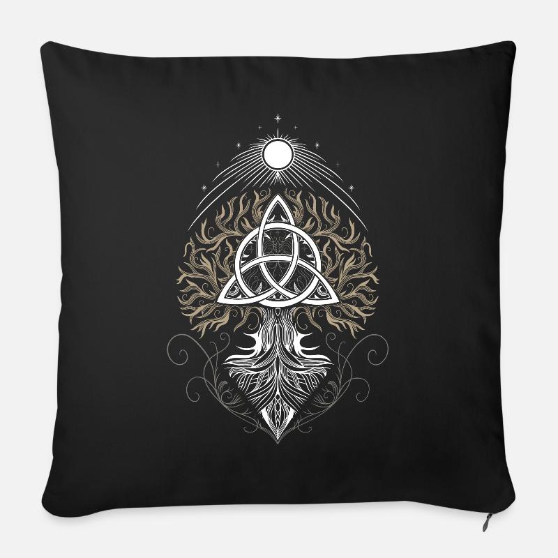 Yggdrasil Lebensbaum Triquetra - Sofakissen mit Füllung 45 x 45 cm - Schwarz