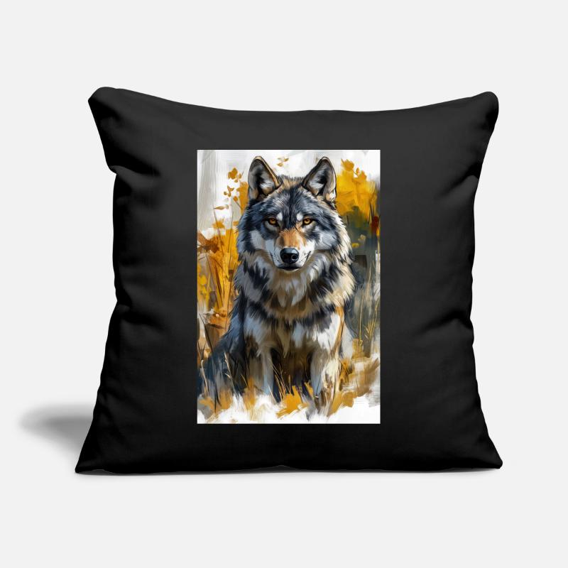 Illustration eines Wolfes Sofakissen mit Füllung 45 x 45 cm