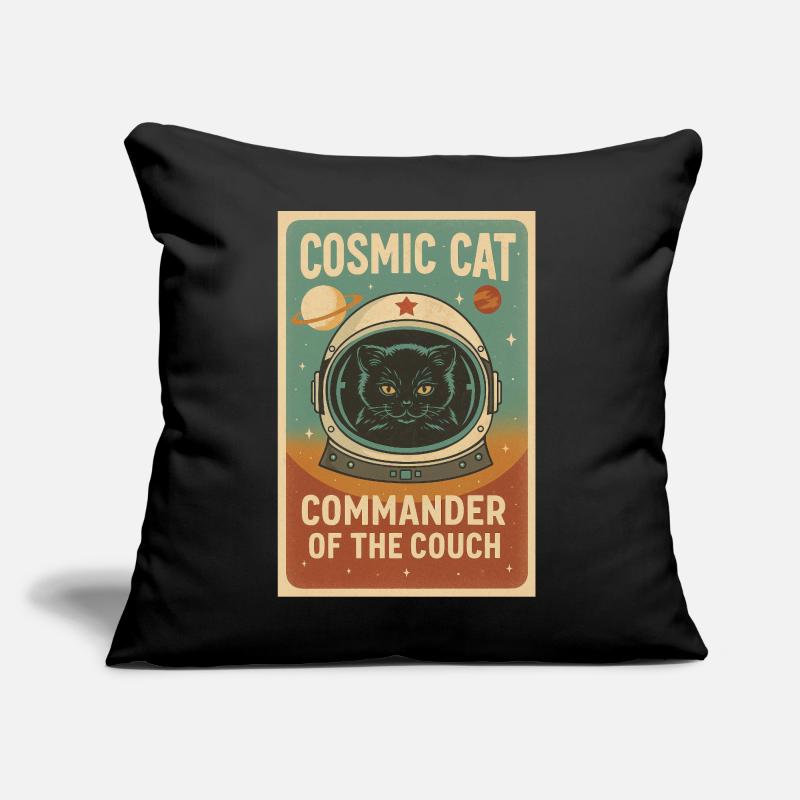 Chat Cosmique – Commandant du Divan | Design rétro Coussin et housse de 45 x 45 cm