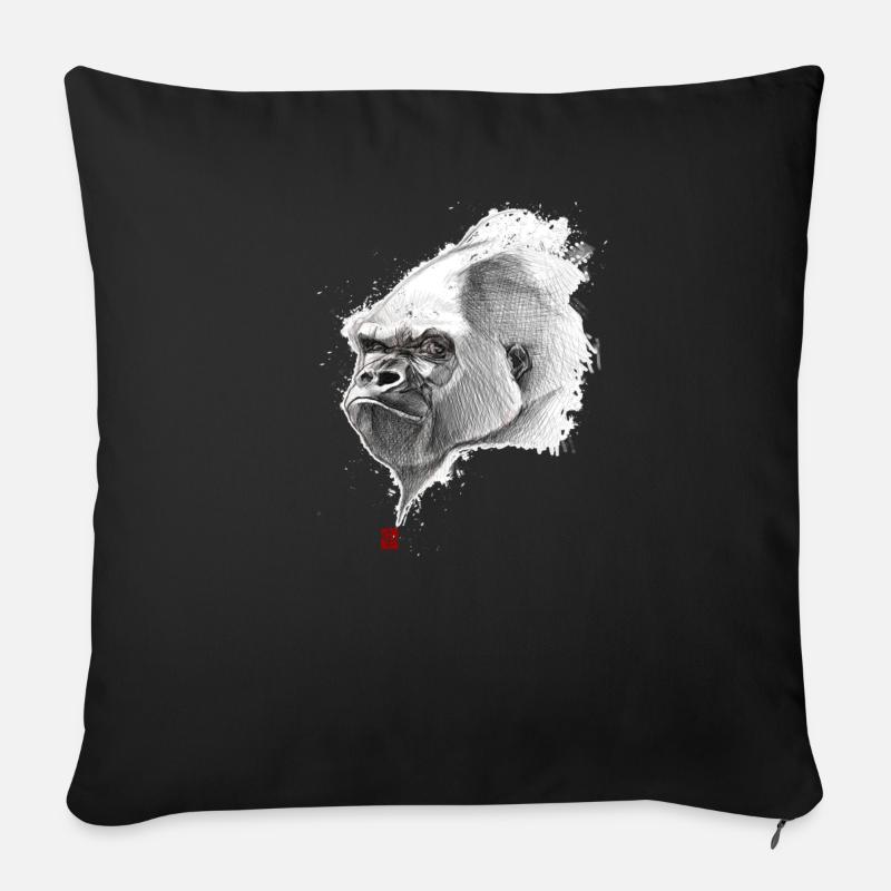 Sketchy Gorille - Coussin et housse de 45 x 45 cm - noir