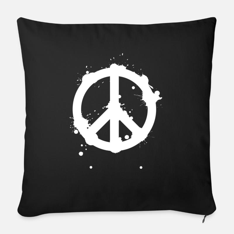 Peace - Symbol - Peacezeichen - Sofakissen mit Füllung 45 x 45 cm - Schwarz