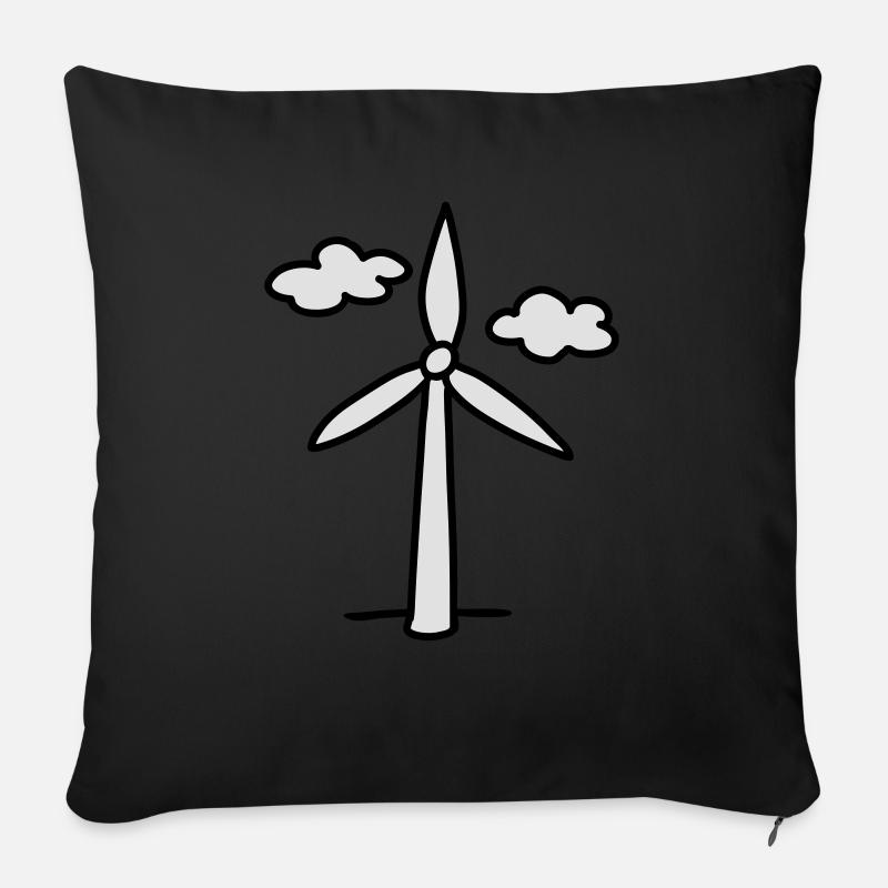 Windrad - Ökostrom - Sofakissen mit Füllung 45 x 45 cm - Schwarz
