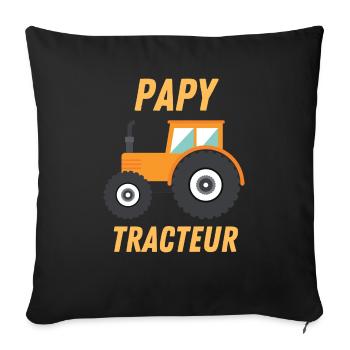 Papy tracteur orange idées cadeaux agriculture - Coussin et housse de 45 x 45 cm - noir - Devant