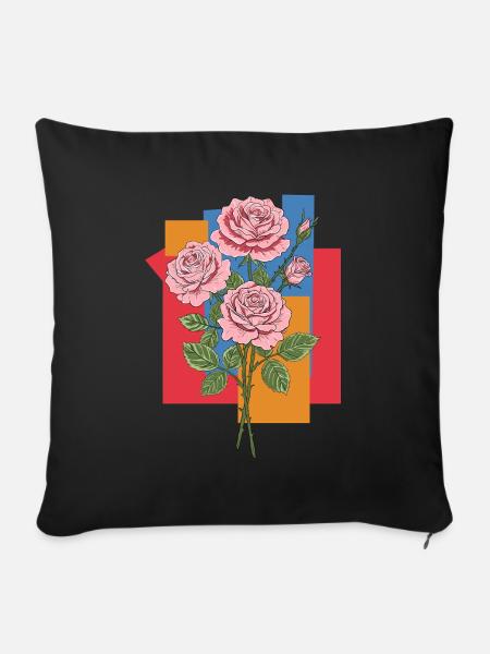 Rosen - Sofakissen mit Füllung 45 x 45 cm - Schwarz